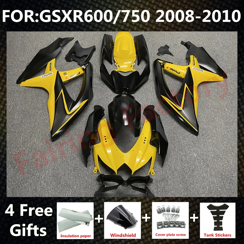 

NEW ABS Motorcycle Whole Fairing kit fit for GSXR600 750 08 09 10 GSXR 600 GSX-R750 K8 2008 2009 2010 Fairings set yellow black