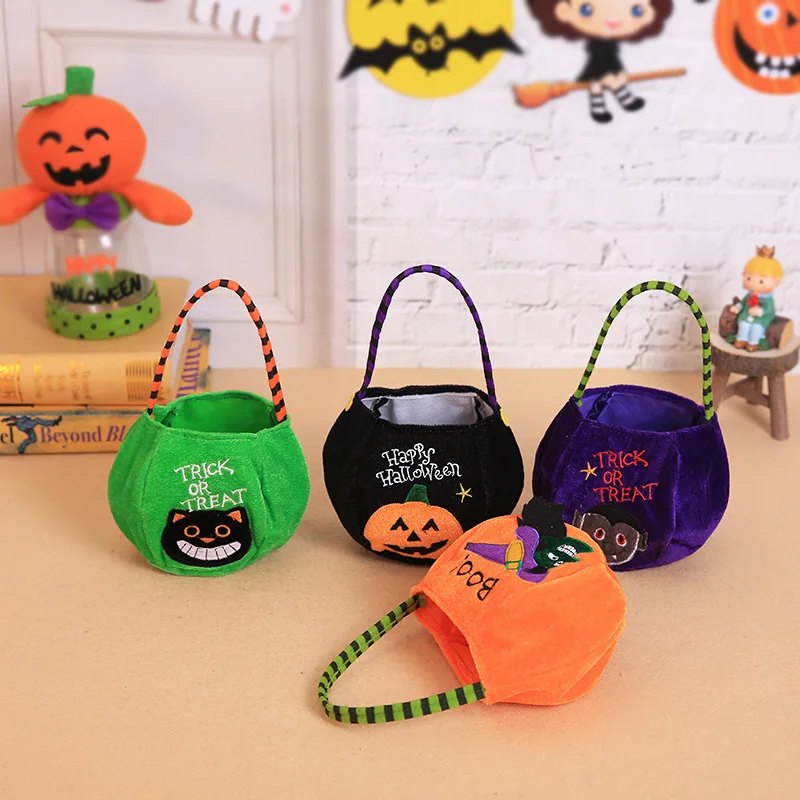 

10pcs Kids Boy Girls Children Trick or Treat Cat Bat Spider Pumpkin Candy Bags Reusable Party Favor Gift Halloween