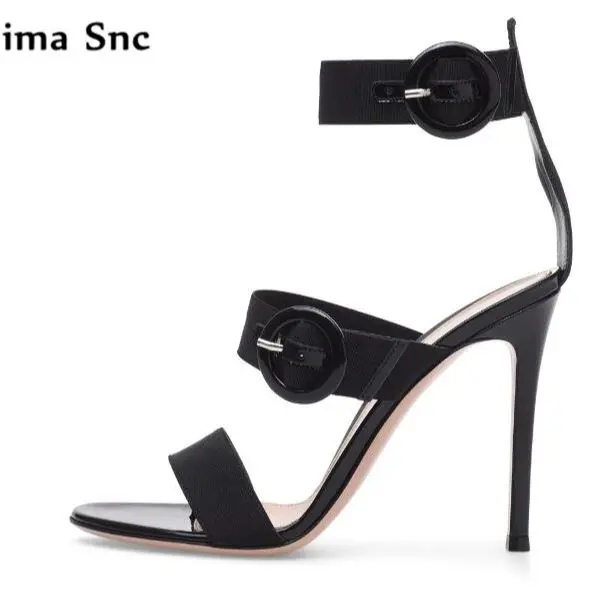 Open Toe Ankle Buckle Solid Sandals Stiletto Sexy Chic High Heel Concise Style Comfortable Women Party Shoes Summer Newest