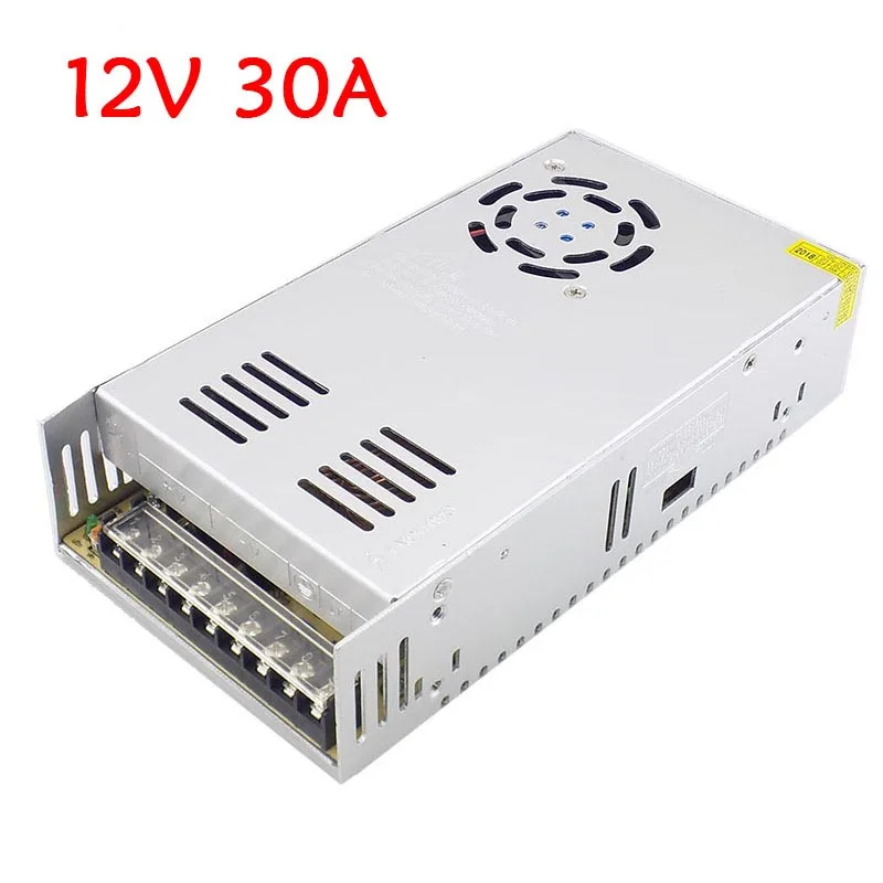 

LED Driver Power Supply AC100V-265V to DC 12V 30A Lighting Transformer CCTV Camera Power Driver Adapter Converter Switch L19 C4