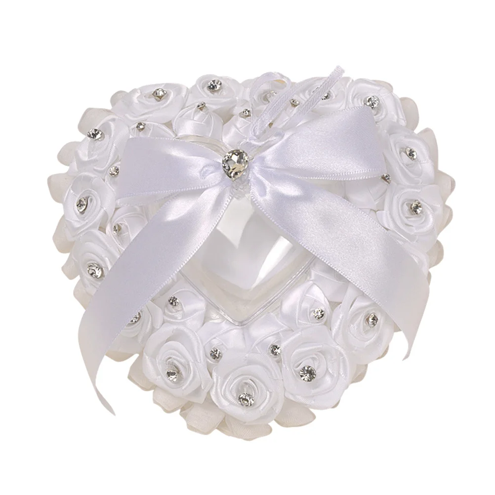 

Ring Bearer Wedding Box Case Jewelry Storage Gift Heart Pillows Dish Holder Lace Pillow Display