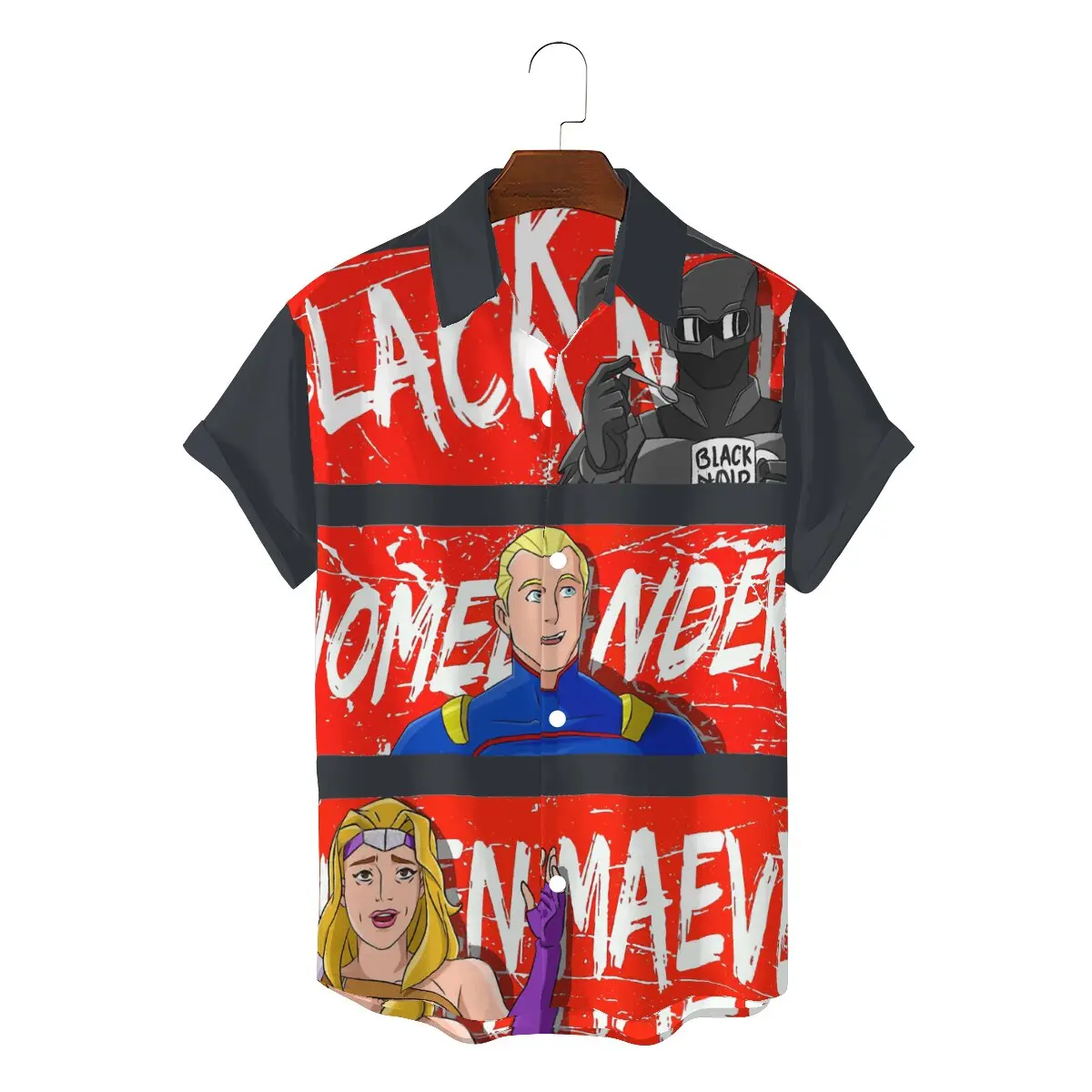 

Black Homelander Maeve Man's Hawaii Shirts The Boys TV Show Square Collar Short Sleeve 3D Shirt Humor Top Quality Gift Idea