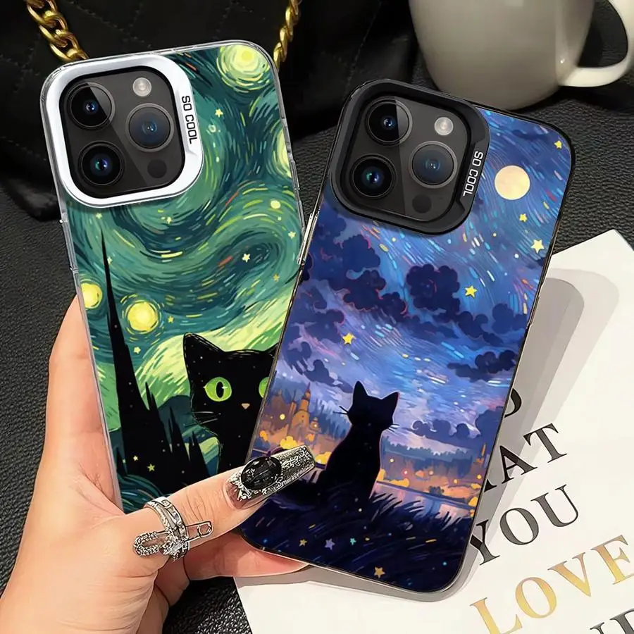 Фото Чехол для телефона Van Gogh Art Cat для iPhone 14 15 16 Plus 16e 11 12 13 Pro Max 17 Air Soft Shell №1
