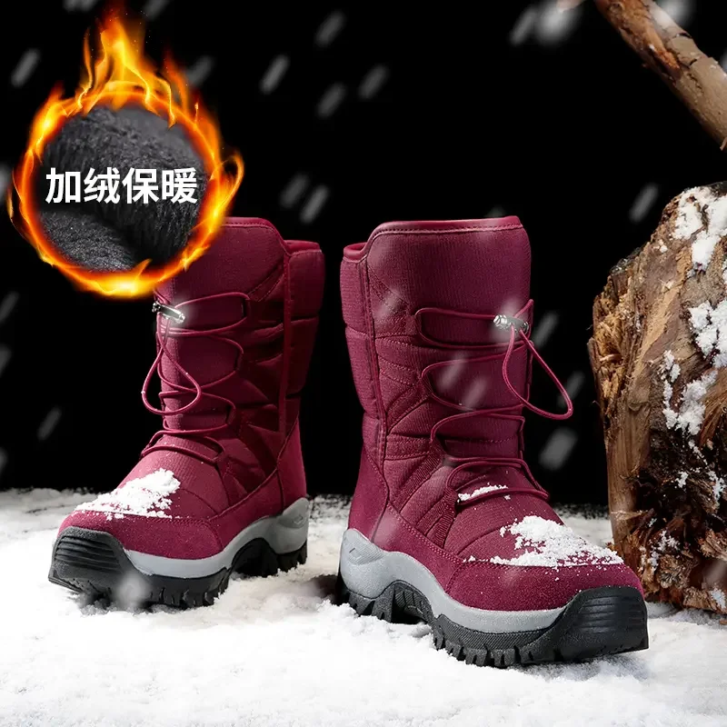 

Winter Couple Cotton Boots Snow Boots Anti Slip High Top Warm Shoes Botas Femininas Shoes for Women Thigh High Big Red Boots