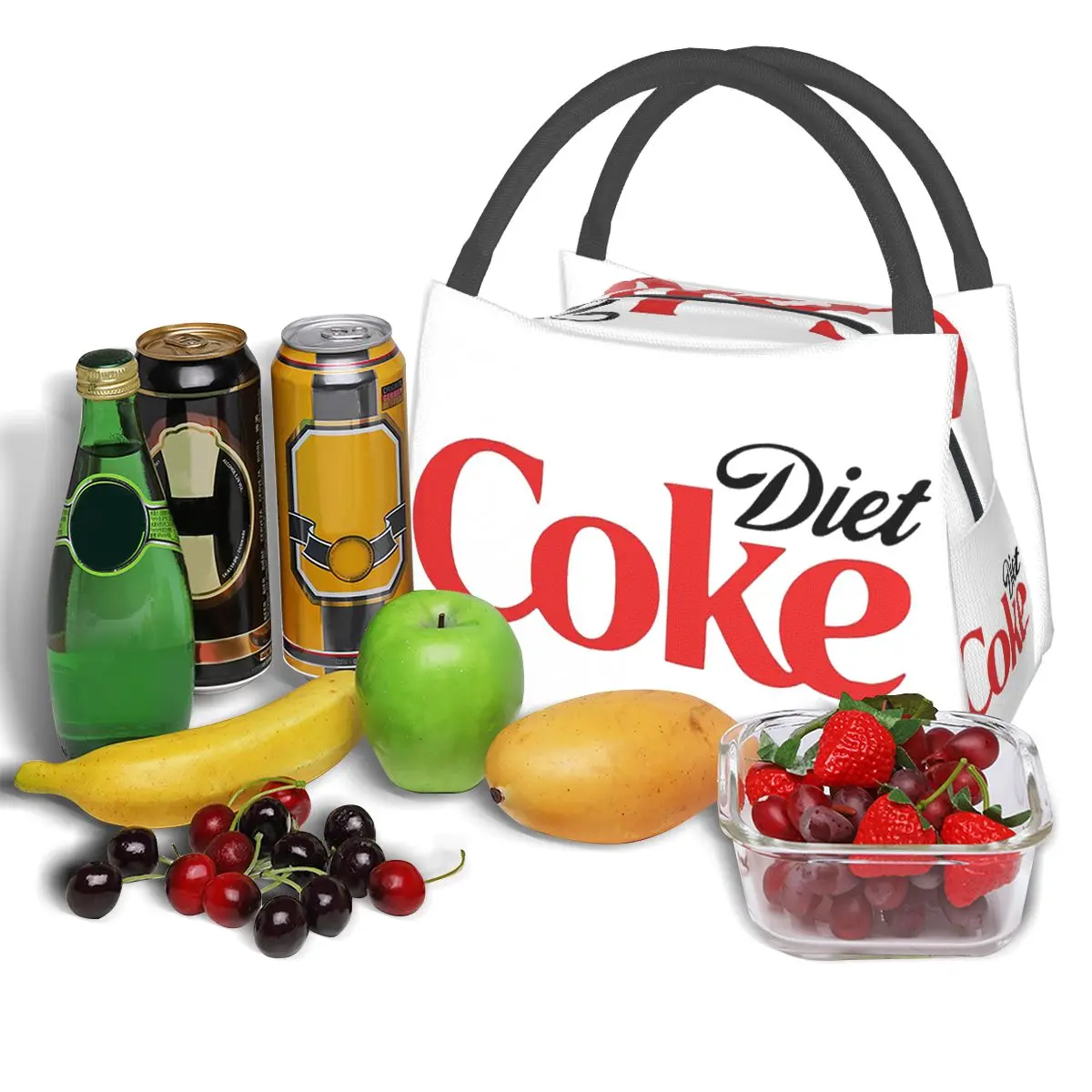 Фото Сумка-холодильник для обедов Coke Funny Lover Diet, изолированная, для школы, для хранения бенто-боксов, портативный контейнер, термосумка для еды №3