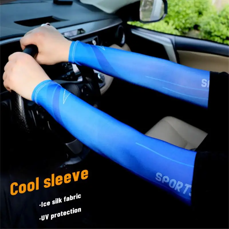 

New Arm Sleeves Ice Fabric Breathable Quick Dry Sportswear Sun UV Protection Long Cooling Arm Cover Cycling Running Arm Sleeves