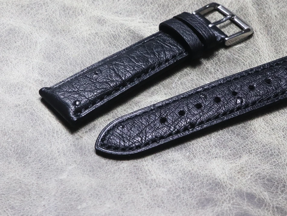 Handmade Thin Men Premium Strap 18 19 20 21 22mm True Belt Wrist Band Real Leather Ostrich Skin Watchband Watch Chain Bracelet