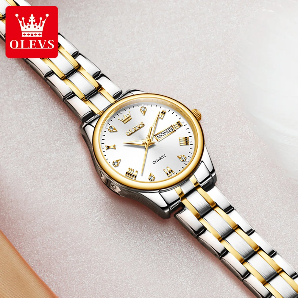 OLEVS 5563 Quartz Fashion Women Wristwatches Diamond-encrusted Trendy Waterproof Stainless Steel Strap Watches for Women enlarge