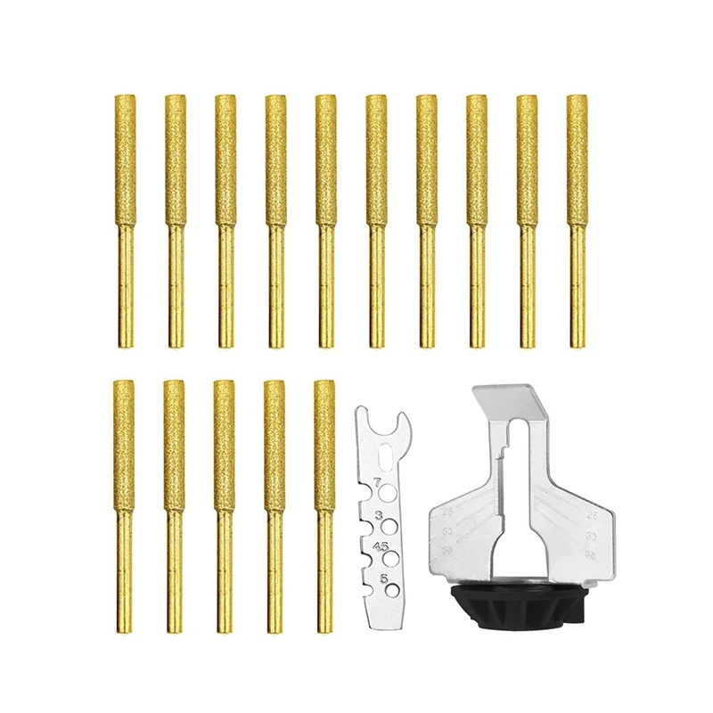 

15 шт. Набор цилиндрических заусенцев с алмазным покрытием, точилка для бензопилы, пилка для камня, цепная пила, резьба, абразивные шлифоваль...