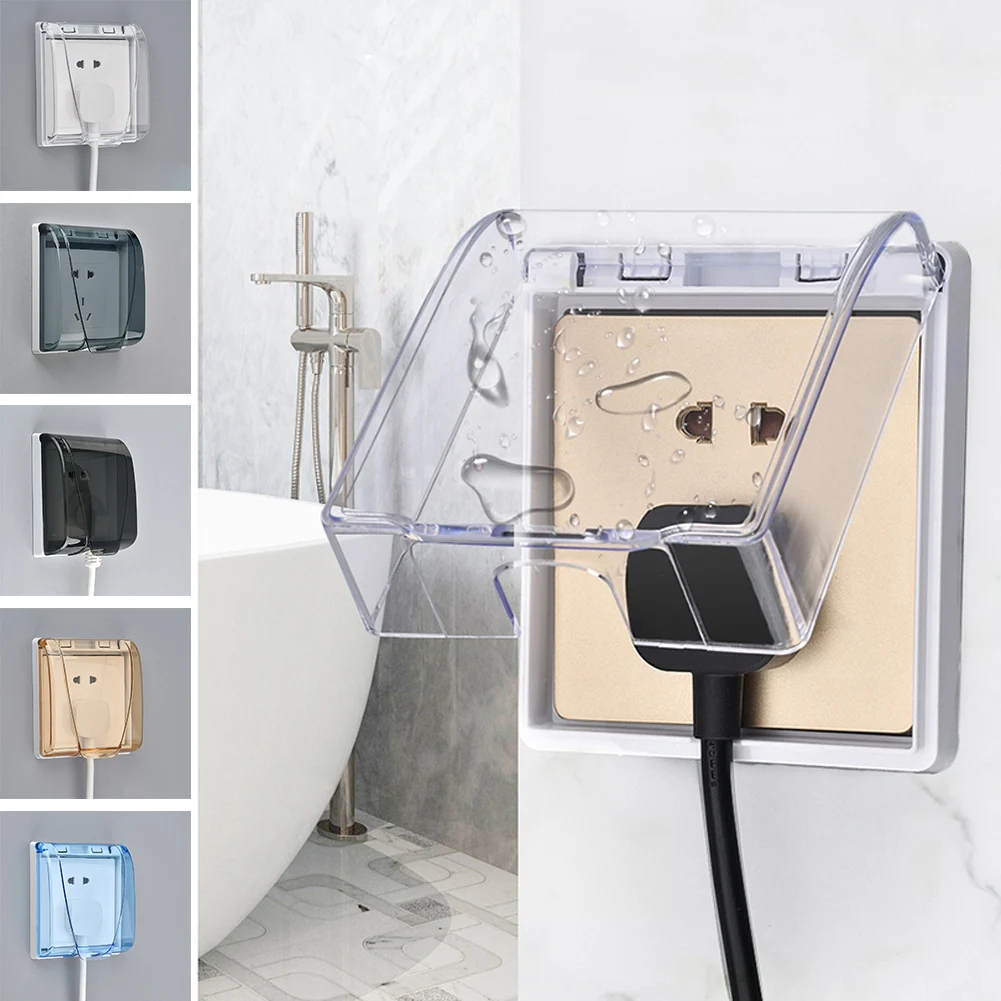 

1 Pcs Self Adhesive Waterproof Electric Plug Cover Splash Box Sockets Switch Protection Box Protector Bathroom Supplies