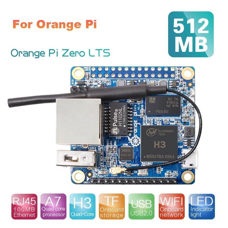 

1 Piece 512MB H3 Quad-Core Open-Source Run Android 4.4 Ubuntu Debian Image Blue For Orange Pi Zero LTS Development Board