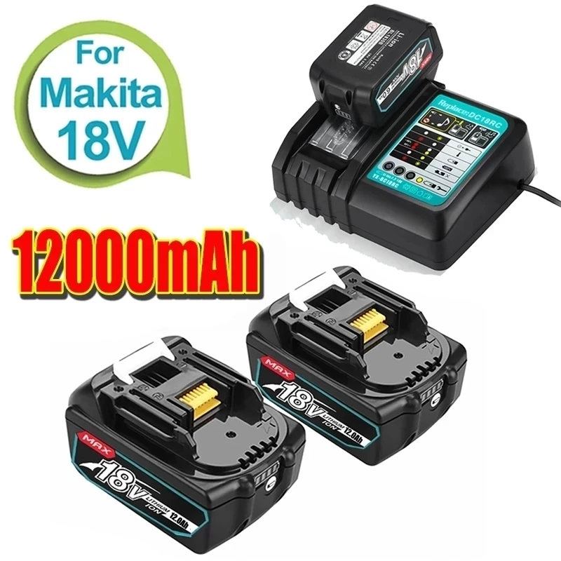 

18V 12Ah Rechargeable Li-Ion Battery Replacement Power Battery for MAKITA BL1880 BL1860 BL1830 Battery+3A Charger