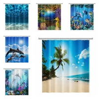 shower curtain sunshine beach scenery seaside undersea fish 3d printing shower curtain polyester waterproof home decor curtain
