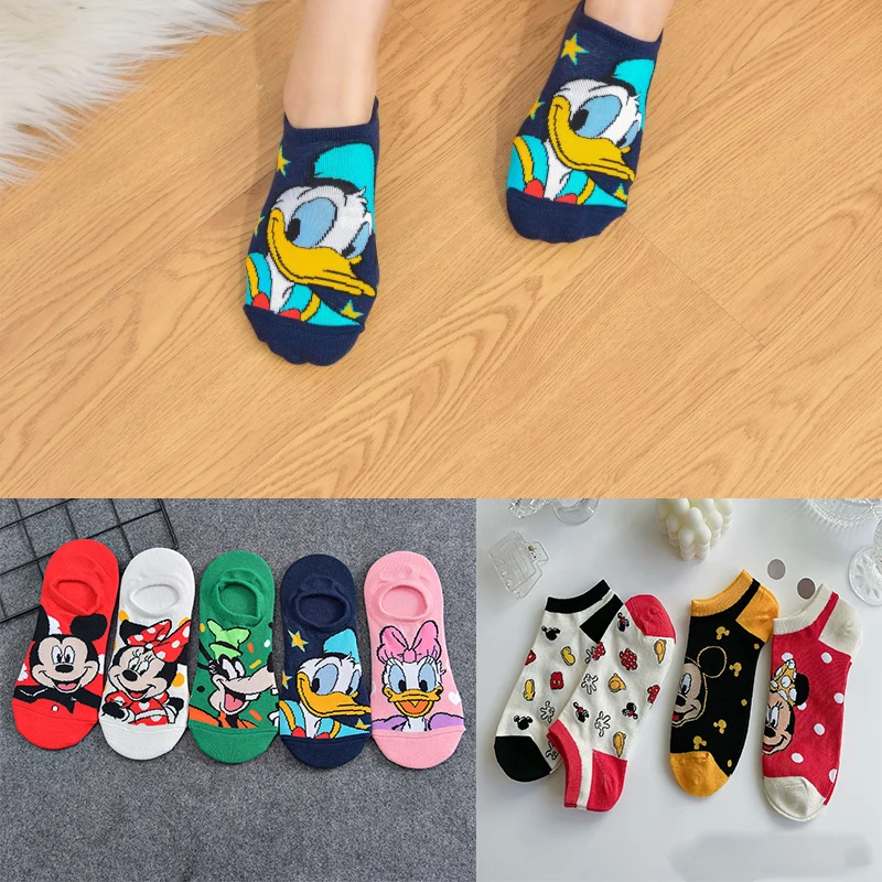 Женские короткие носки Disney милые хлопковые для девочек и мальчиков с Микки