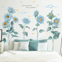 new romantic blue sunflower cloud background wall sticker living room bedroom study decorative painting home decoration poster