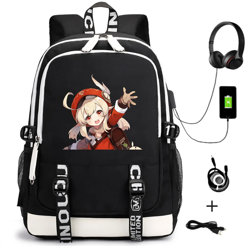 

Аниме-рюкзак Genshin Impact для подростков, с USB-зарядкой, рюкзак для ноутбука, школьные сумки для мальчиков и девочек
