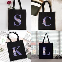 shopping bag women handbag shoulder bag ladies shopper canvas bag commute large capacity school tote bag purple flower print