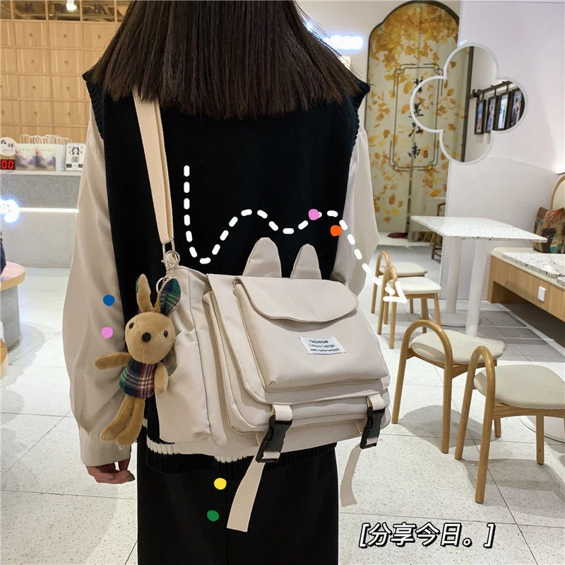 

Messenger Bag Female Large Capacity New Versatile Student Canvas Cute Tote Bag Single Shoulder Bag