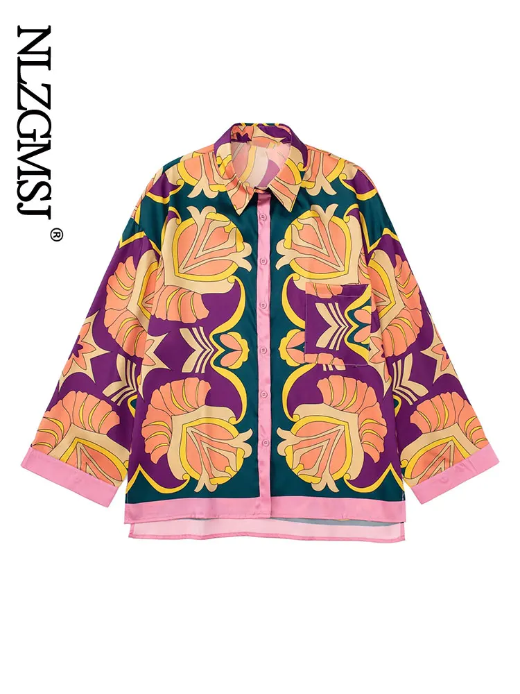 

Женская рубашка с принтом Nlzgmsj, рубашка на пуговицах, Топ с длинным рукавом, женская уличная одежда, элегантные блузки и рубашки, летняя шика...