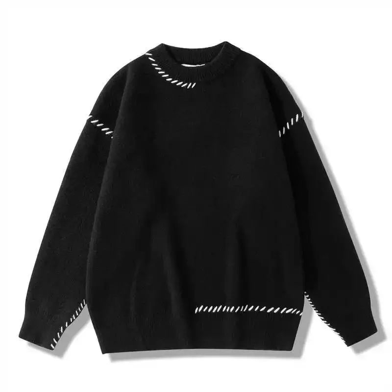 Осень/зима новый мужской нишевый дизайн цветной свитер с круглым вырезом