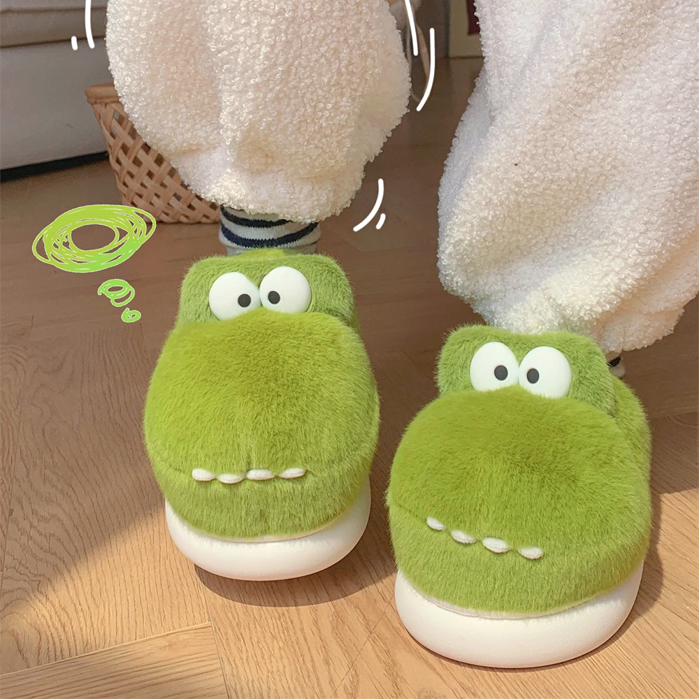 Креативные и милые тапочки Mo Dou из крокодилового хлопка Нескользящие теплые