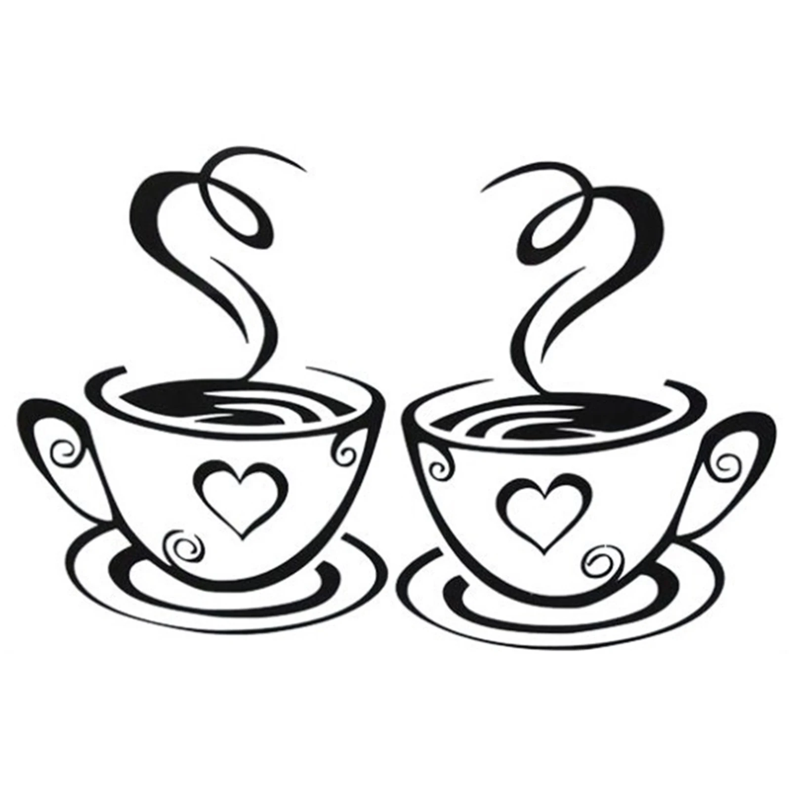 

Dual Coffee Cup Sticker Coffee Bar Wall Decor Coffee Cup Wall Decorations Coffee Shop Kitchen Decals For Wall 12 X 7''