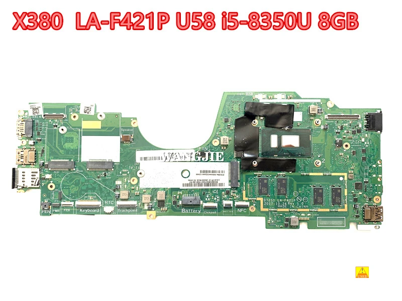 

FOR Lenovo ThinkPad Yoga X380 Mainboard Used LA-F421P U58 i5-8350U 8GB RAM 02DA016 5B20X01197 100% Working