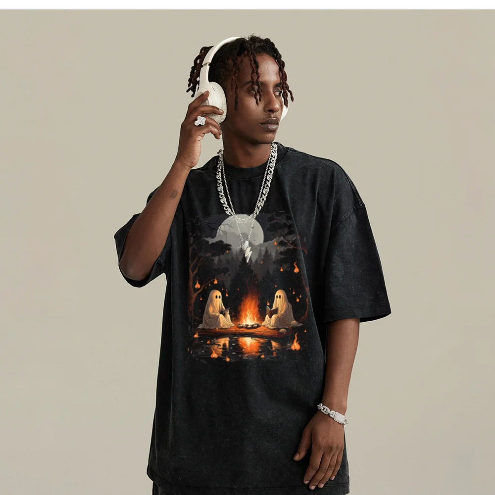 z czystej bawełny dżinsowa koszulka krótkim rękawem dla mężczyzn letnia cienkim ciałem sprana stara modna marka luźna