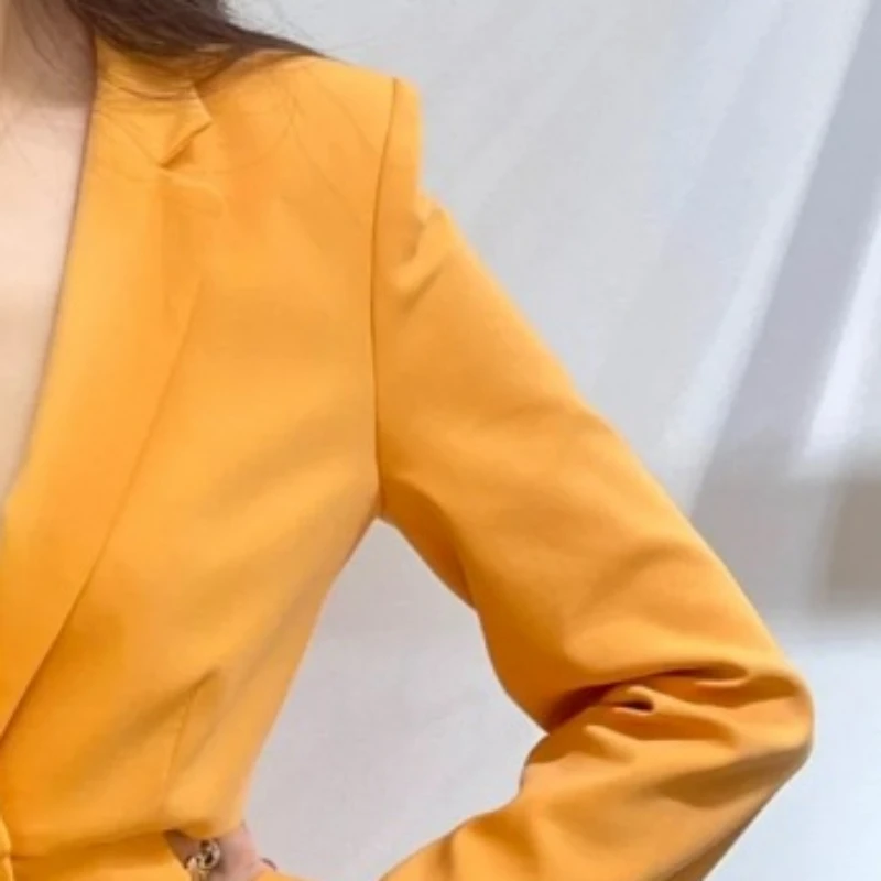 

2023 Spring and Summer Suit Collar Long Sleeves Open Waist Women Dress