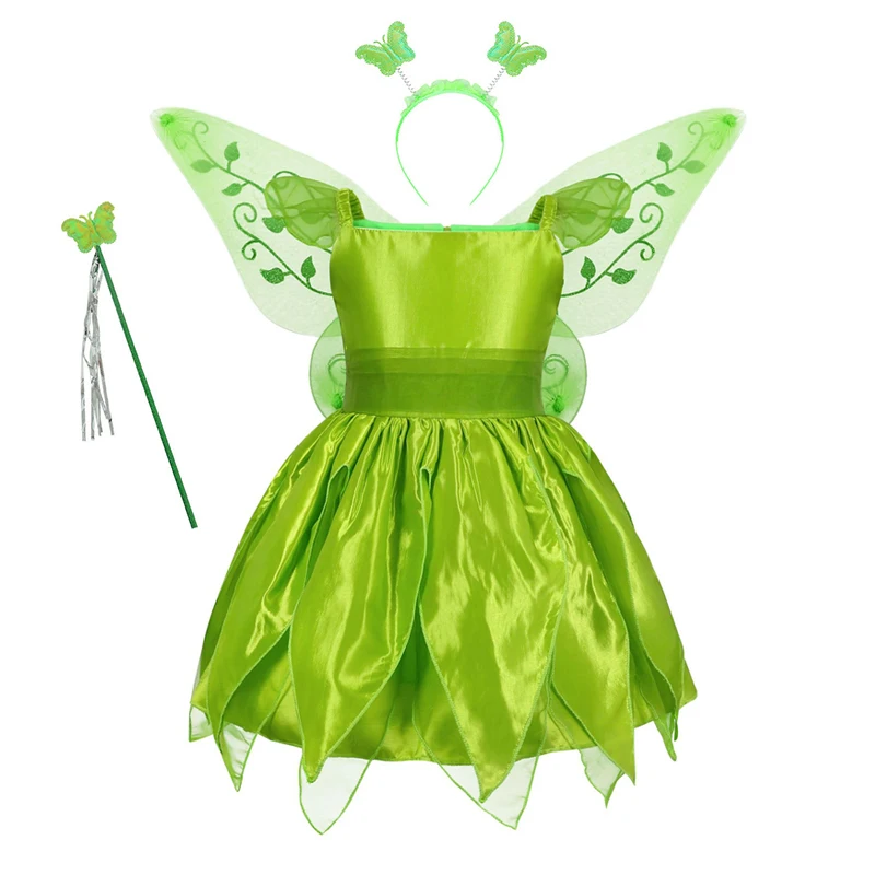 

2023 платье принцессы для девочек, костюм на Хэллоуин, детский маскарадный костюм для косплея, сказочное платье с зелеными листьями, крыльями бабочки, карнавальное искусственное платье для детей 3 -8 лет