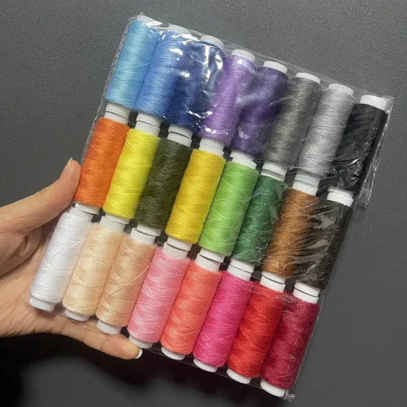 

24 рулона (200 ярдов/рулон) катушки разных цветов, полиэфирная/хлопчатобумажная нить для швейной машины, продажа