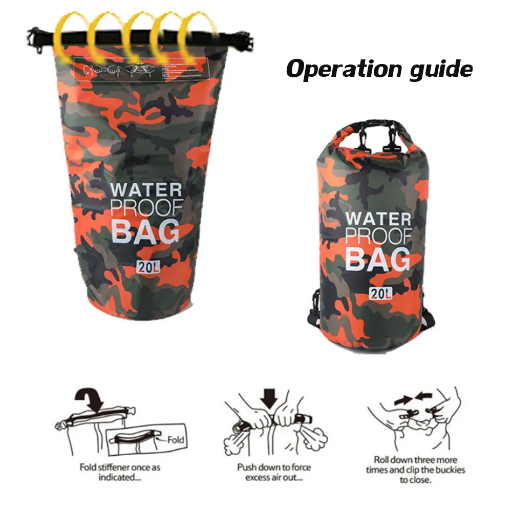 Camouflage Polyester Waterproof Bag One Shoulder And Double Shoulder Waterproof Bucket Bag Volume 2L,5L,10L,15L,20L,30L.