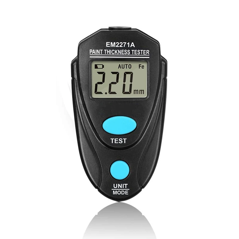 

Hot EM2271A Digital Paint Mil Meter Mini Coating Thickness Gauge Paint Tester Car LCD Data Hold Black 2.2Mm/80Mil