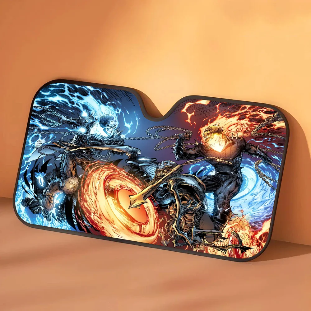 Фото Новый ужас G-ghost Rider, лобовое стекло автомобиля, забавный солнцезащитный козырек, складной солнцезащитный козырек с УФ-лучей, солнцезащитный козырек для переднего окна №3