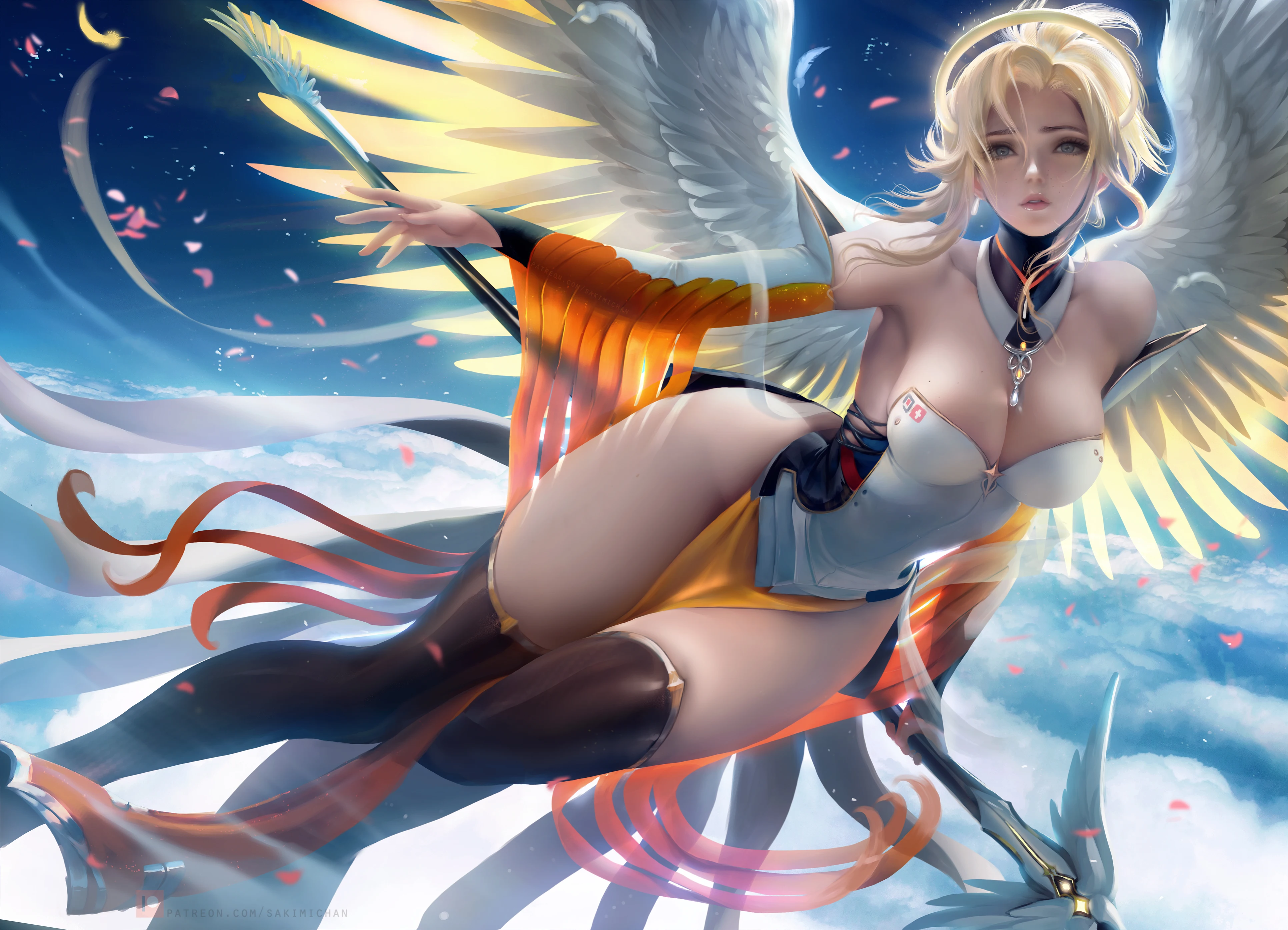 Игра Overwatch Mercy Angela Ziegler Hottie Print Холст Хентай Аниме Секс Обнаженная Девушка HD Плакат