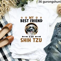 my best frriend is my shih tzuchihuahua graphic print tshirt women cute dog lover t shirt femme harajuku kawaii shirt tops
