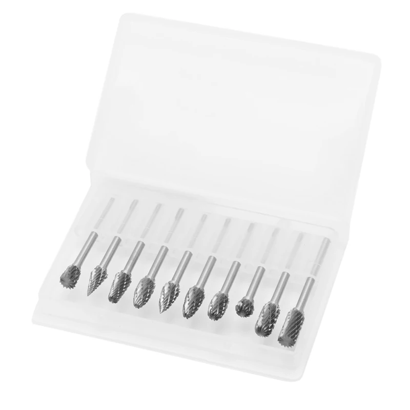

New 10Pc 1/8" 6mm Tungsten Carbide Cutter Rotary Burr Set Engraving Bit Tool
