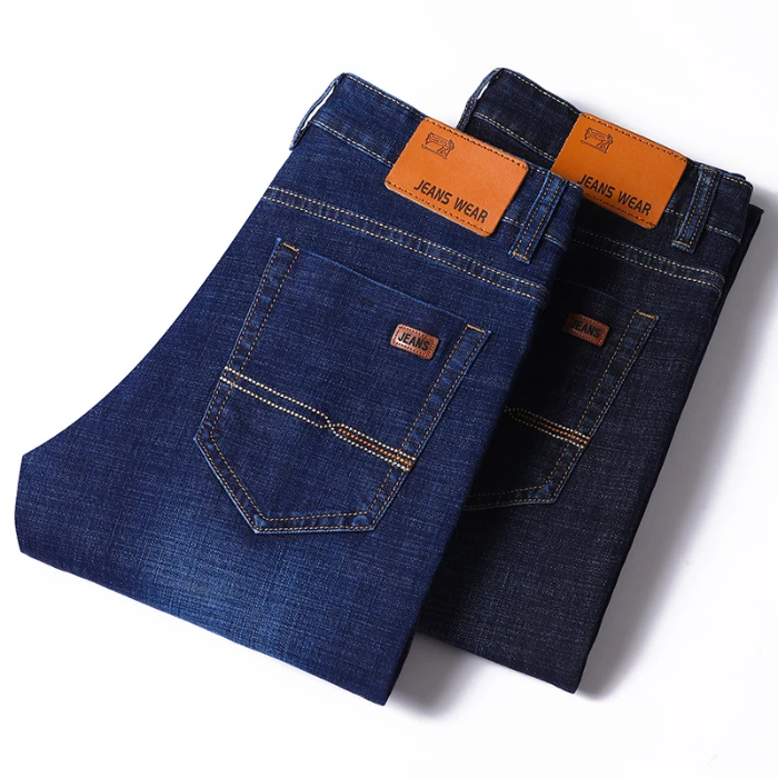 Quick Delivery OF New Men's Business Style Elastic Jeans With Straight Fit And Casual Blue Black Fashion Brand Pants