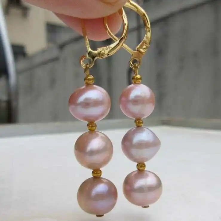 Великолепная пара натуральных невероятных сережек с розовым фиолетовым