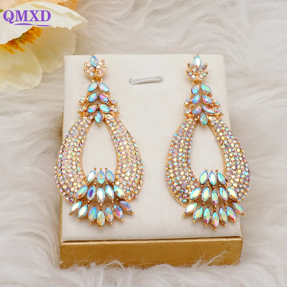 

Fashion Jewelry Colorful Crystal Drop Earrings Rhinestone Temperament Earrings Stud Earrings For Lady Wedding Pendant