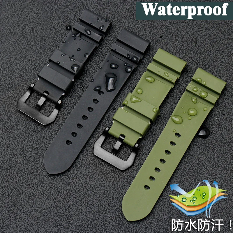 Rubber Watch Band For Panerai SUBMERSIBLE PAM 441/111/386 Silicone Watch Strap Watch Accessories Rubber Watch Band Chain