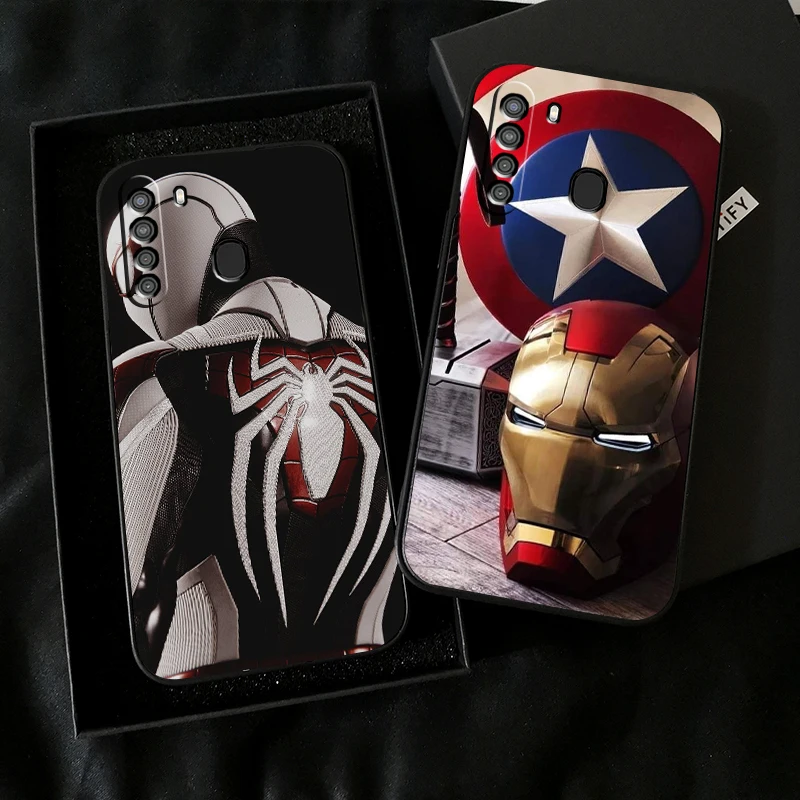 

Marvel Luxury Cool Phone Case For Samsung Galaxy A01 A02 A10 A10S A20 A22 A31 4G 5G Back Liquid Silicon Coque Black