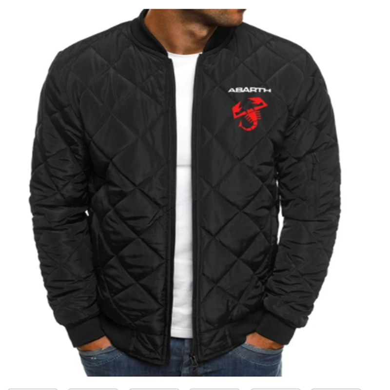 

NEW Winter Men's ABARTH Logo jackets Fashion diamond high quality cotton Solid color stripe cotton clothes