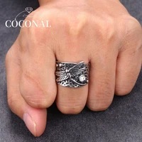 coconal metal inlaid moonlight stone dragonfly ring bohemian style punk vintage jewelry personality new creative accessories