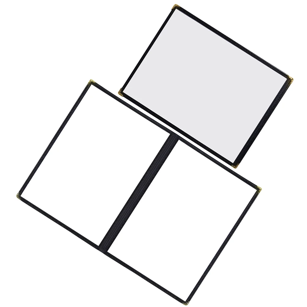 2 Pcs A4 Binder Recipe Folder Menu Restaurant Covers Portable 32X23.5X0.7CM Holder Holders Kitchen Black Pvc Looseleaf
