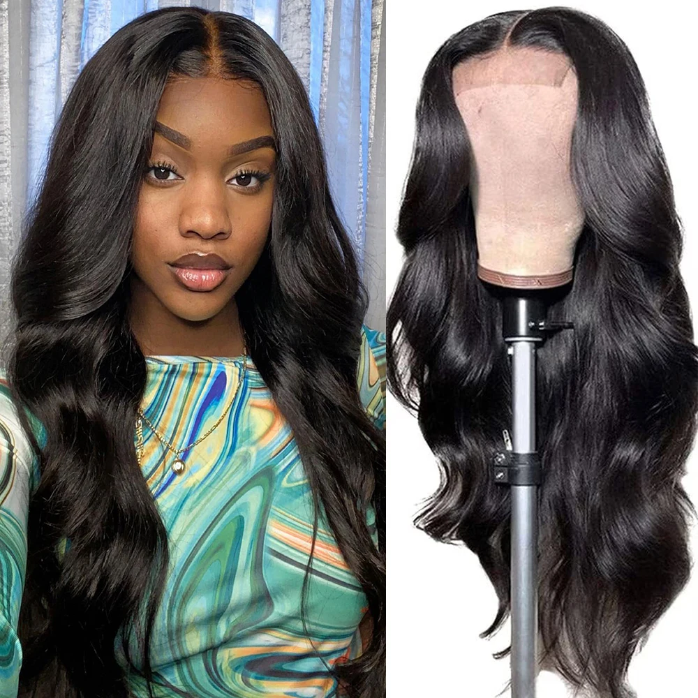 Парик из натуральных волос 4x4 готовый к ношению волнистый безклеевой парик