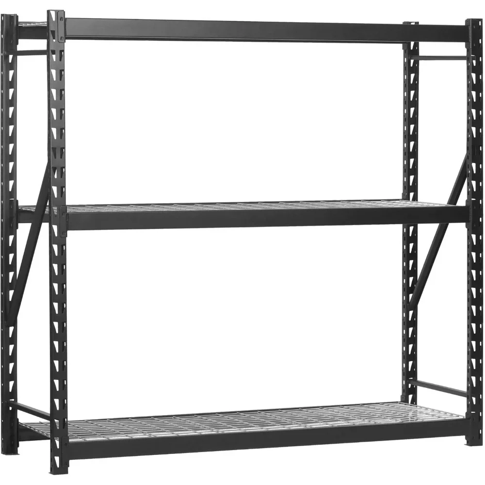 

3-Tier Black 77"W X 24"D X 72"H Steel Welded Storage Rack,Strong and Durable,120 Lbs -7224PRBWWD3