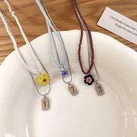 lovoacc bohemian multicolor glass flower pendant necklace for women trendy double layers beads chain chokers necklaces jewelry