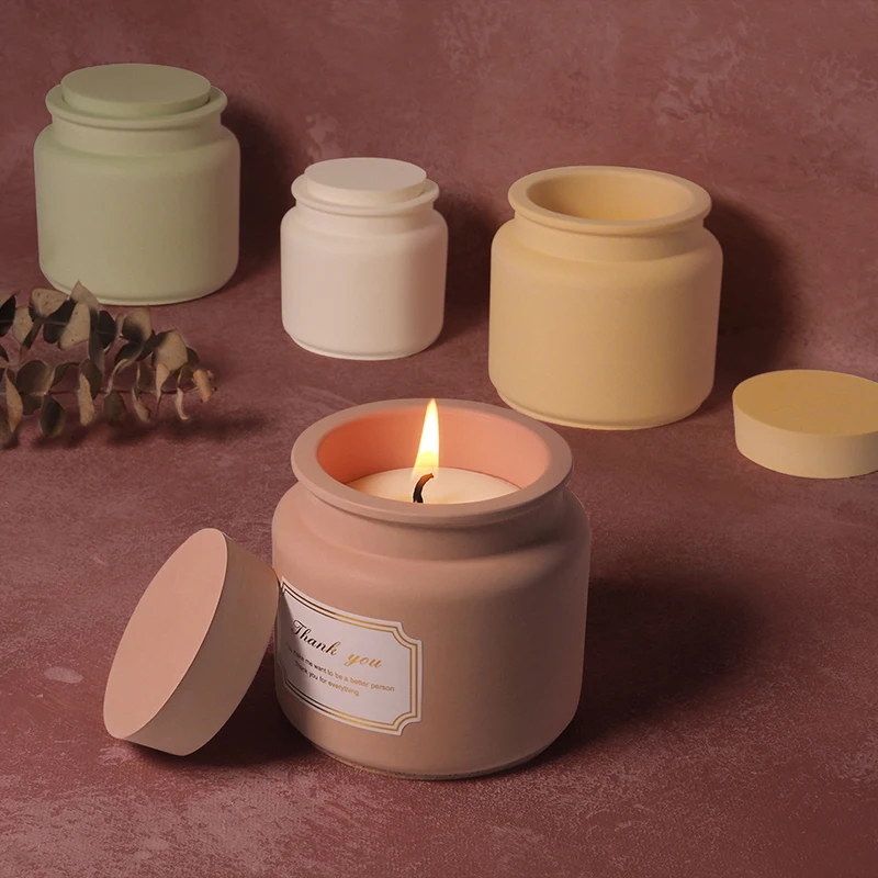 Round Square Candle Jar Silicone Molds DIY Succulent Flower Pot Storage Box Plaster Resin Molds Home Christmas Candle Holder