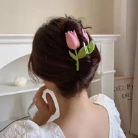 tulip hair claw summer hair catch flower shark clip headdress vintage hair clip trendy sweet hair accessories 2022 new